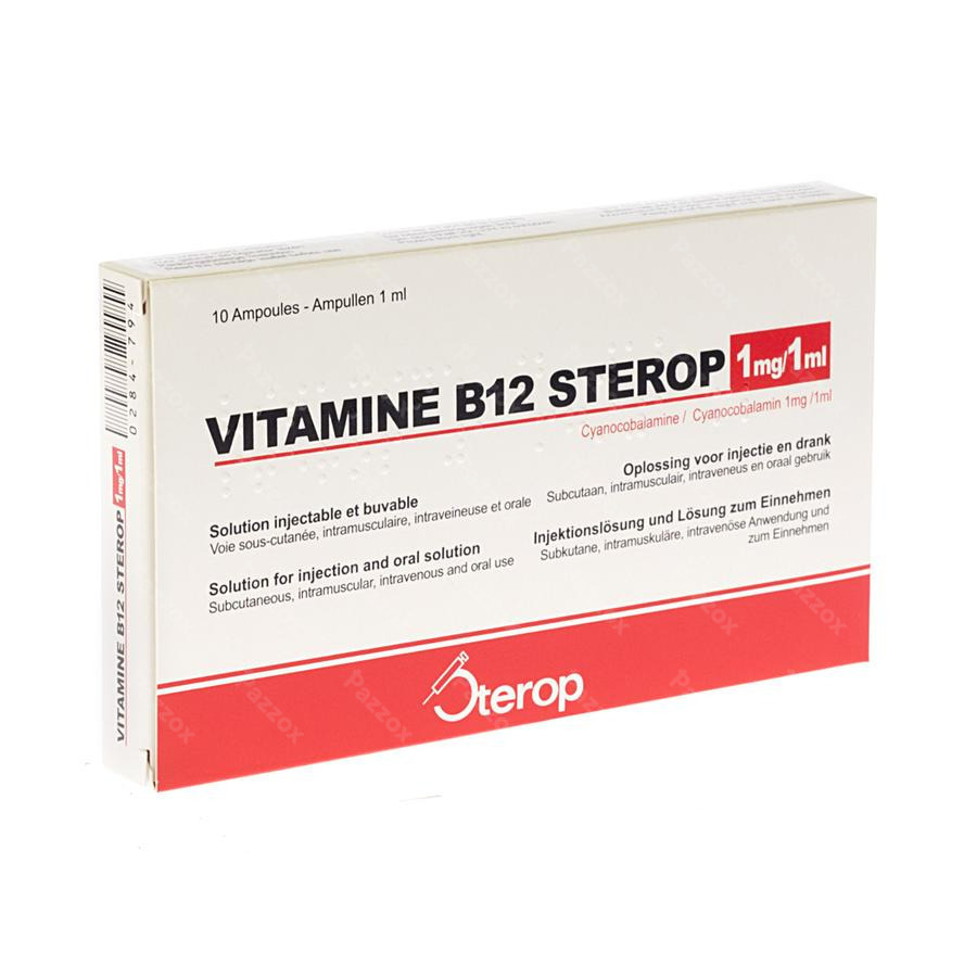 zout loyaliteit ontwerper Sterop Vitamine B12 1mg/1ml 10 Ampules kopen - Pazzox