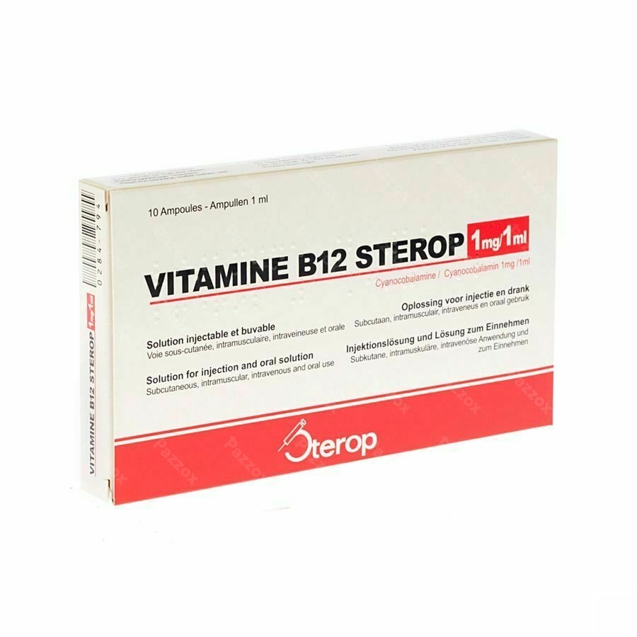 zout loyaliteit ontwerper Sterop Vitamine B12 1mg/1ml 10 Ampules kopen - Pazzox