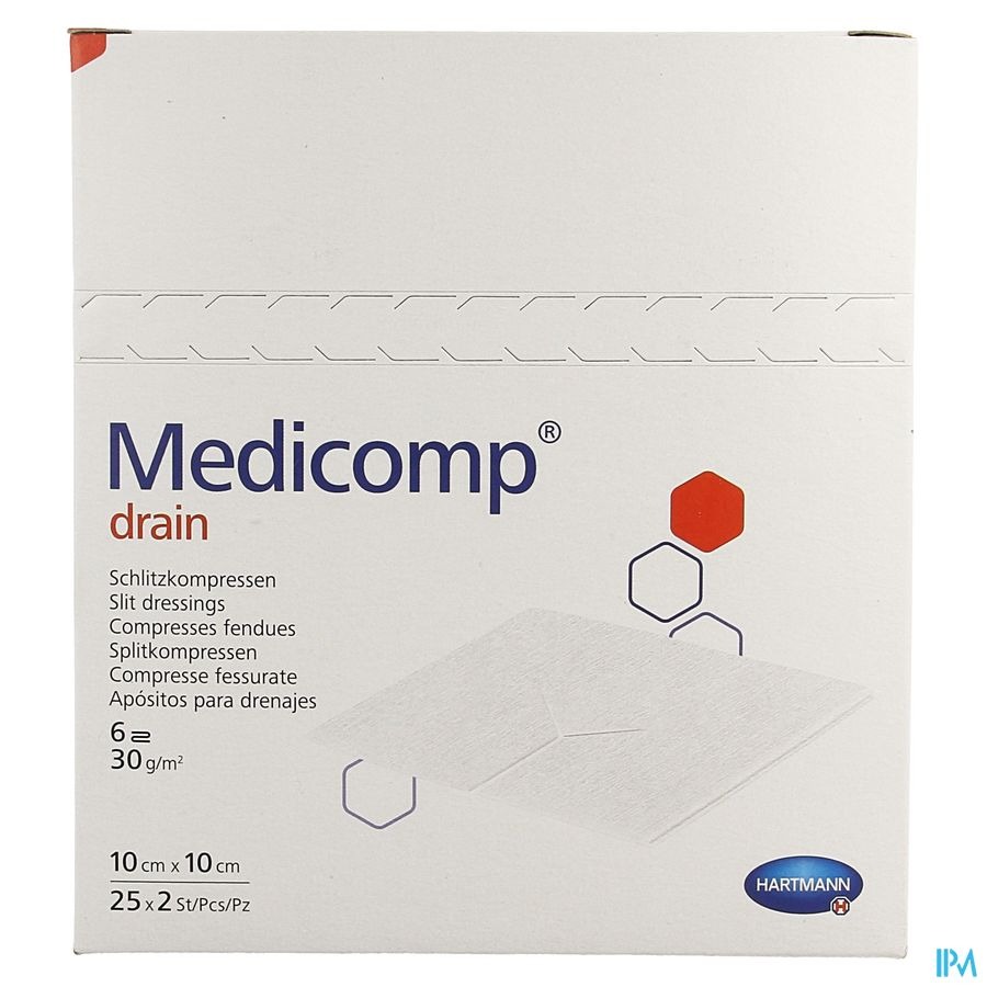 Medicomp Drain 10x10cm 6pl St 25x2 P/s