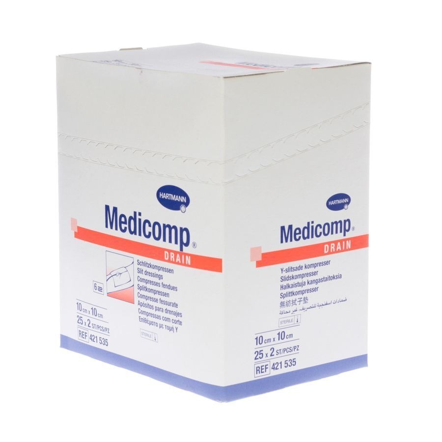 Medicomp Drain 10x10cm 6pl St 25x2 P/s