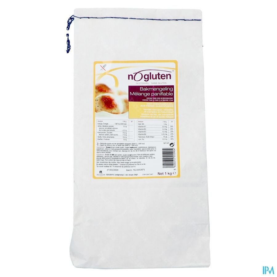 Nogluten Broodmix + Vezels 1kg 5590 Revogan