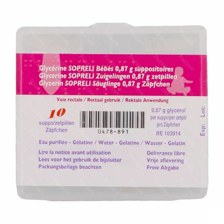 Sopreli Glycerine Suppo Zuigelingen 10 Zetpillen