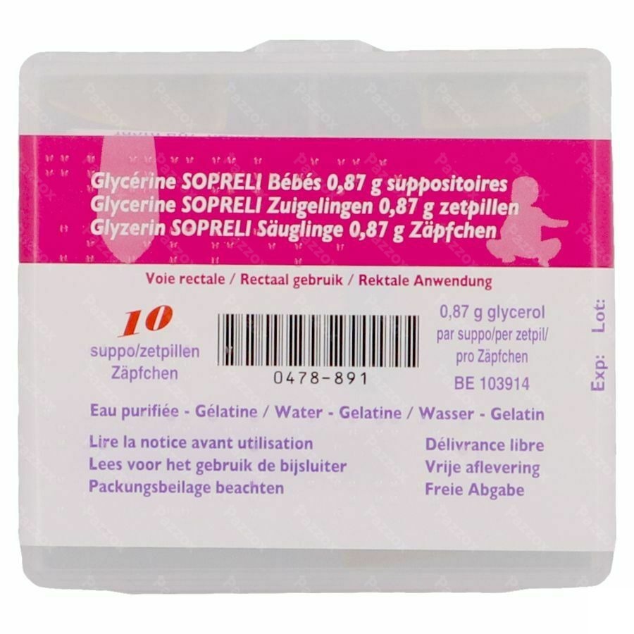 Sopreli Glycerine Suppo Zuigelingen 10 Zetpillen