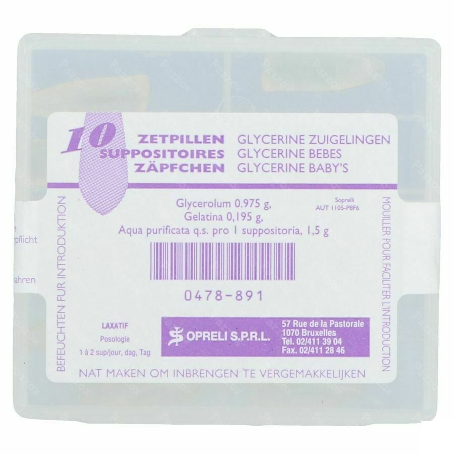 Sopreli Glycerine Suppo Zuigelingen 10 Zetpillen