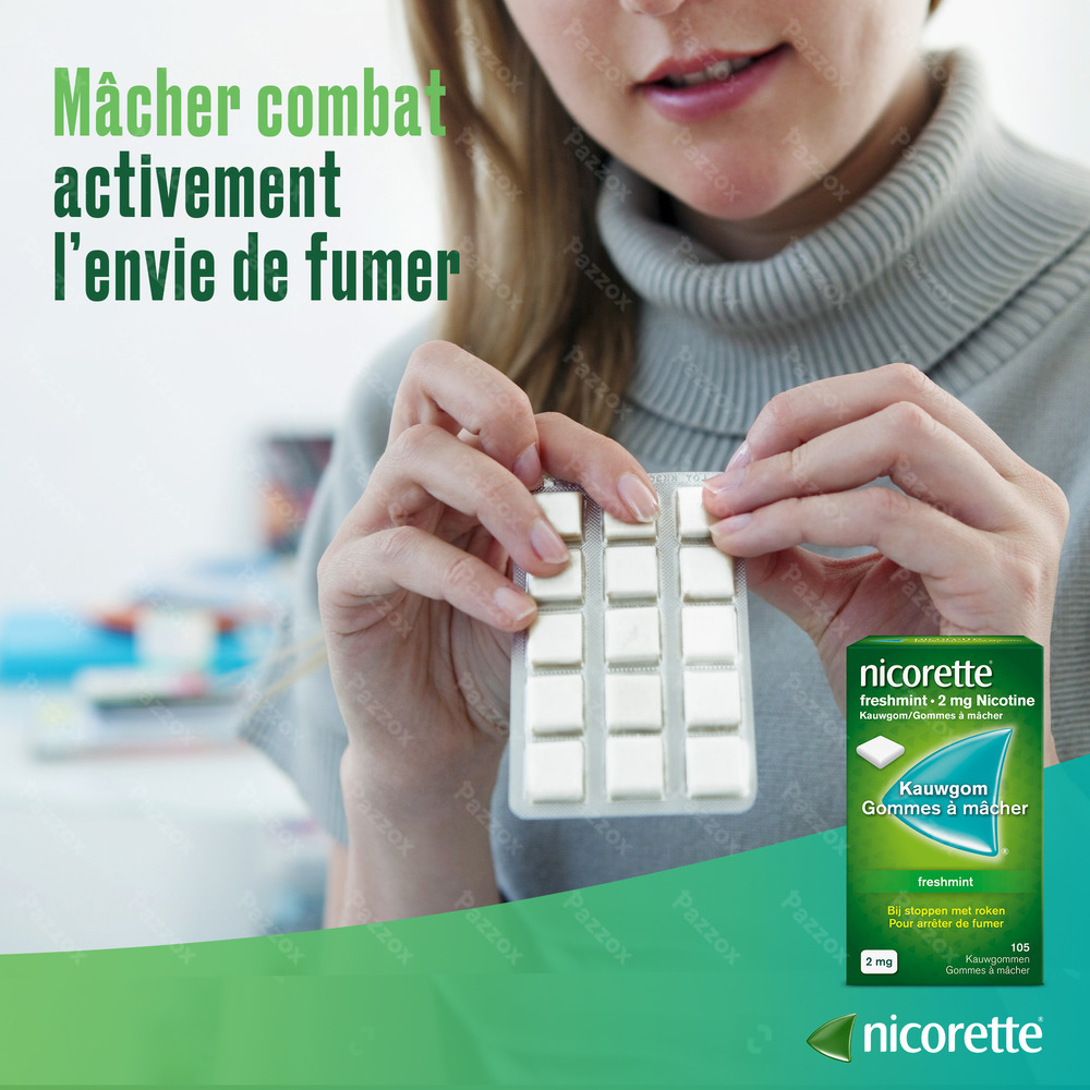 Nicorette Gomme Mach S/sucre 105x2mg