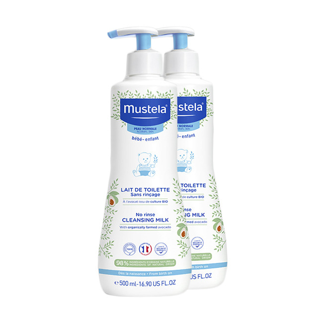 Mustela Lait De Toilette Sans Rincage 500ml 1+1 Gratuit