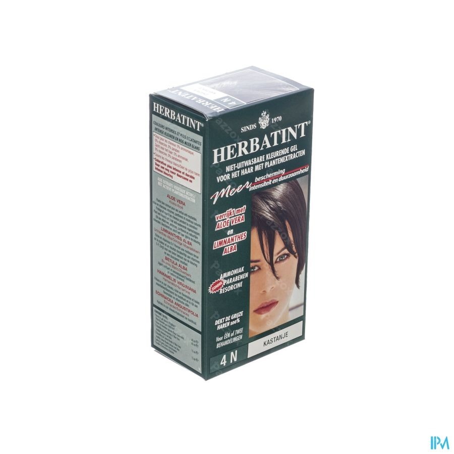 Herbatint Permanente Haarkleuring Kastanjebruin 4N Gevoelige Hoofdhuid 150ml