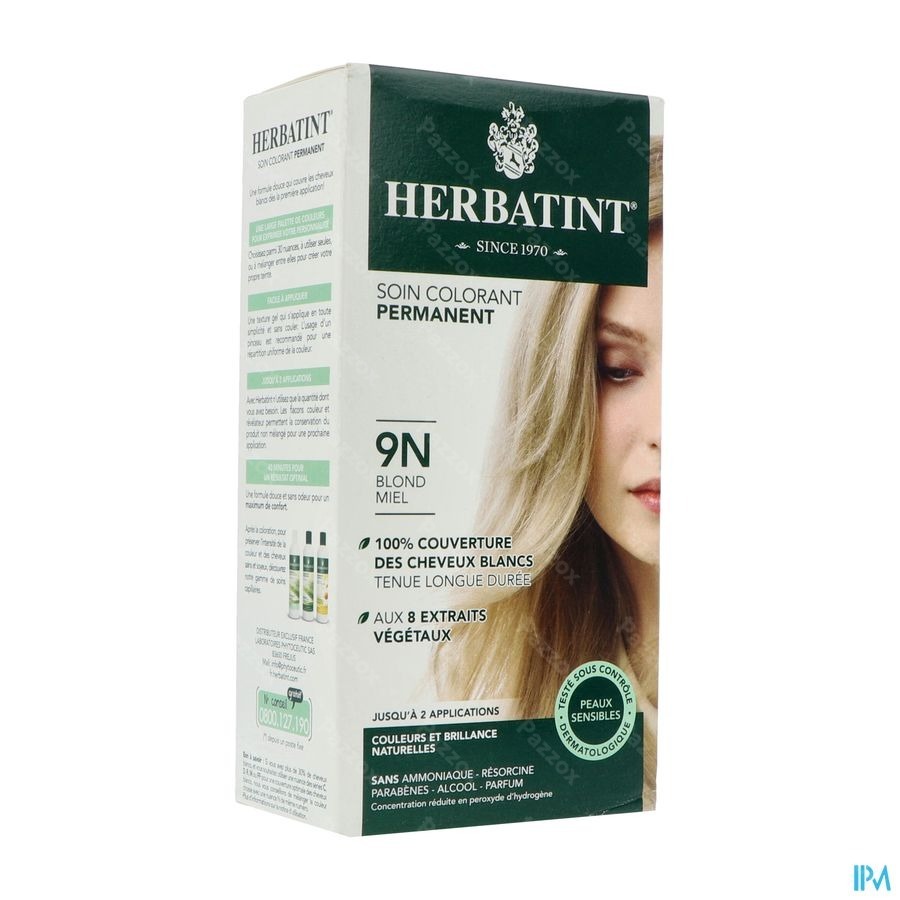 Herbatint Permanente Haarkleuring Honing Blond 9N Gevoelige Hoofdhuid 150ml