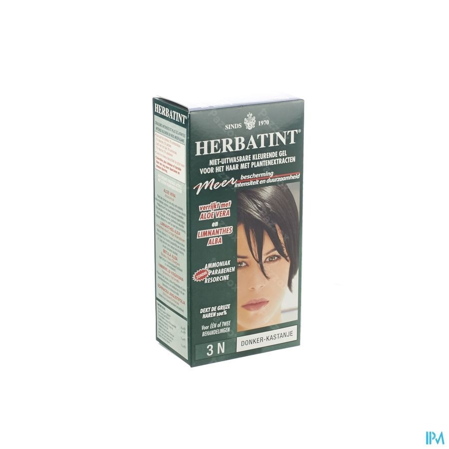 Herbatint Permanente Haarkleuring Donker Kastanje 3N Gevoelige Hoofdhuid 150ml