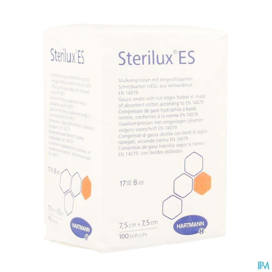 Sterilux Es 7,5x7,5cm 8l.nst. 100 P/s