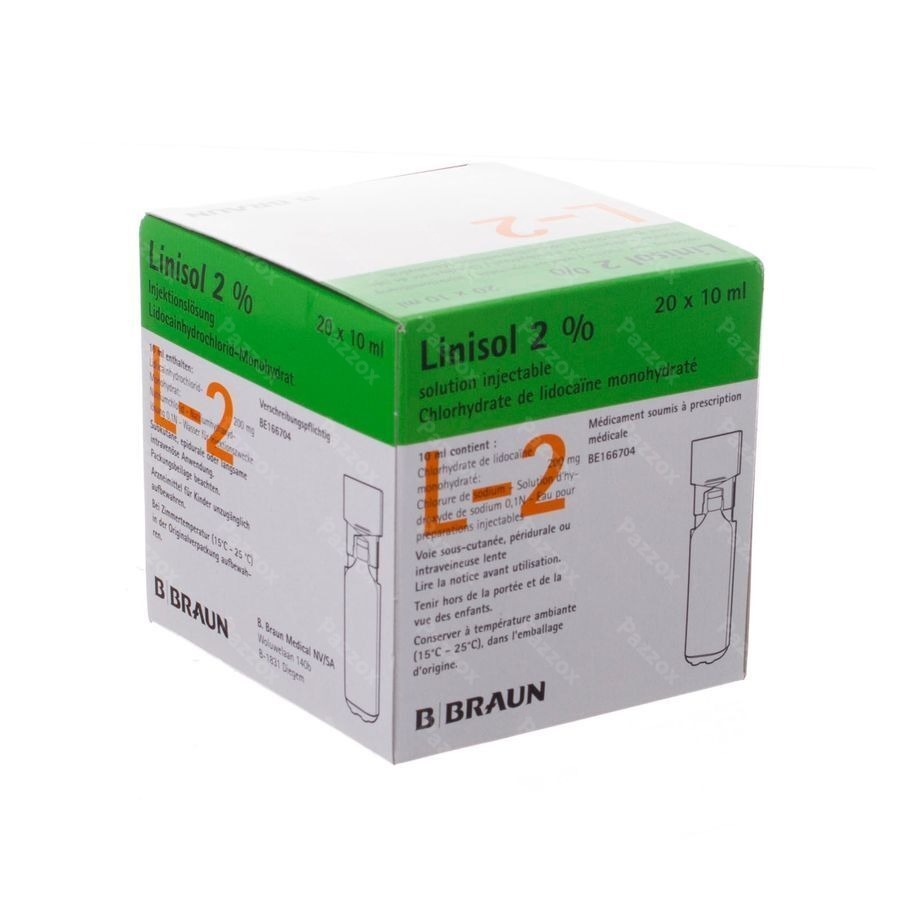 Linisol 2 % sol. inj. i.v./s.c./p.dural amp. 20 x 10 ml