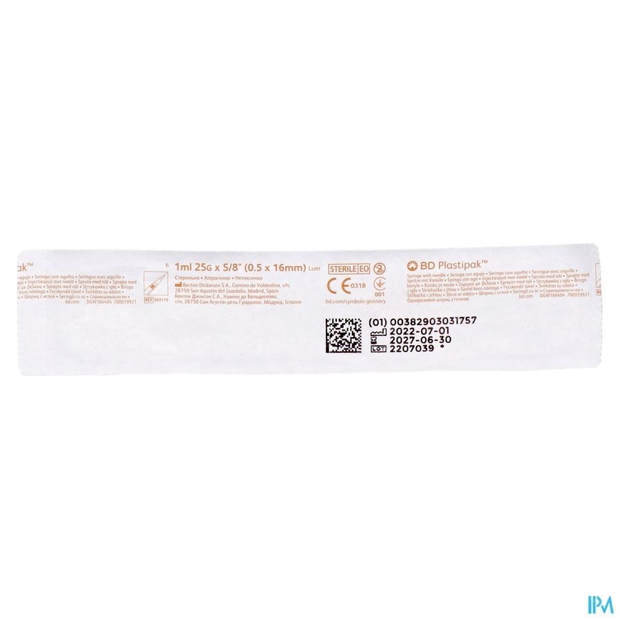 Bd Plastipak Ser.+aig.tuberc. 1ml+25g 5/8 1 303175