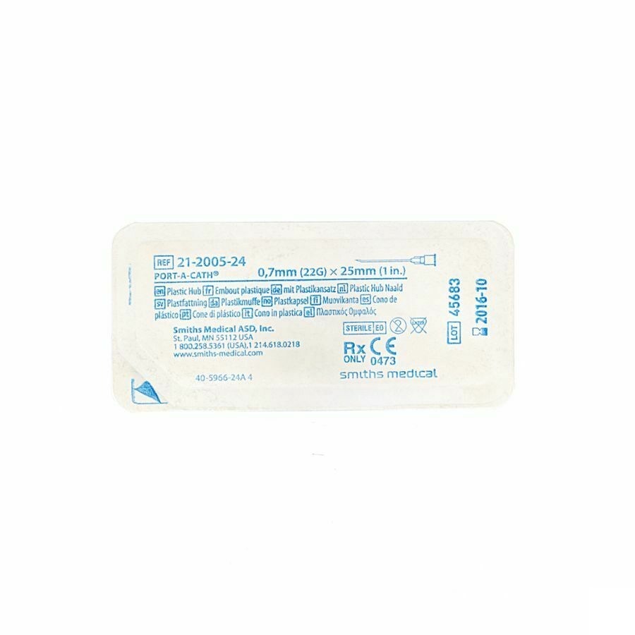 Port Cath Aig.22g 0,7mmx2,54cm Droi