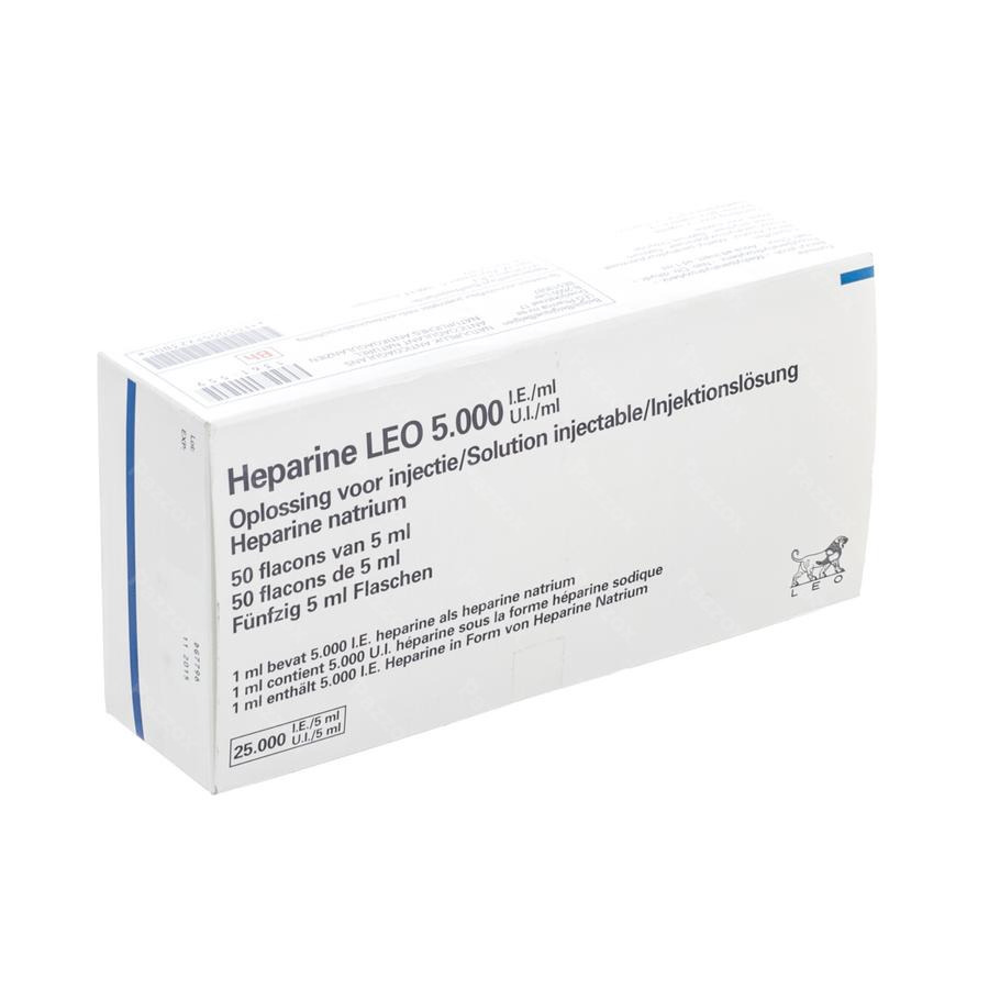 Heparine Leo Fl Inj50x5ml 5000u/ml