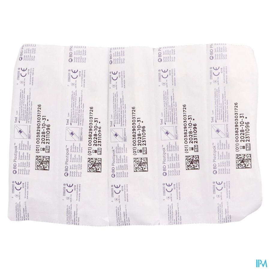 Bd Plastipak Seringue Luer Tuberc. 1ml 10 303172