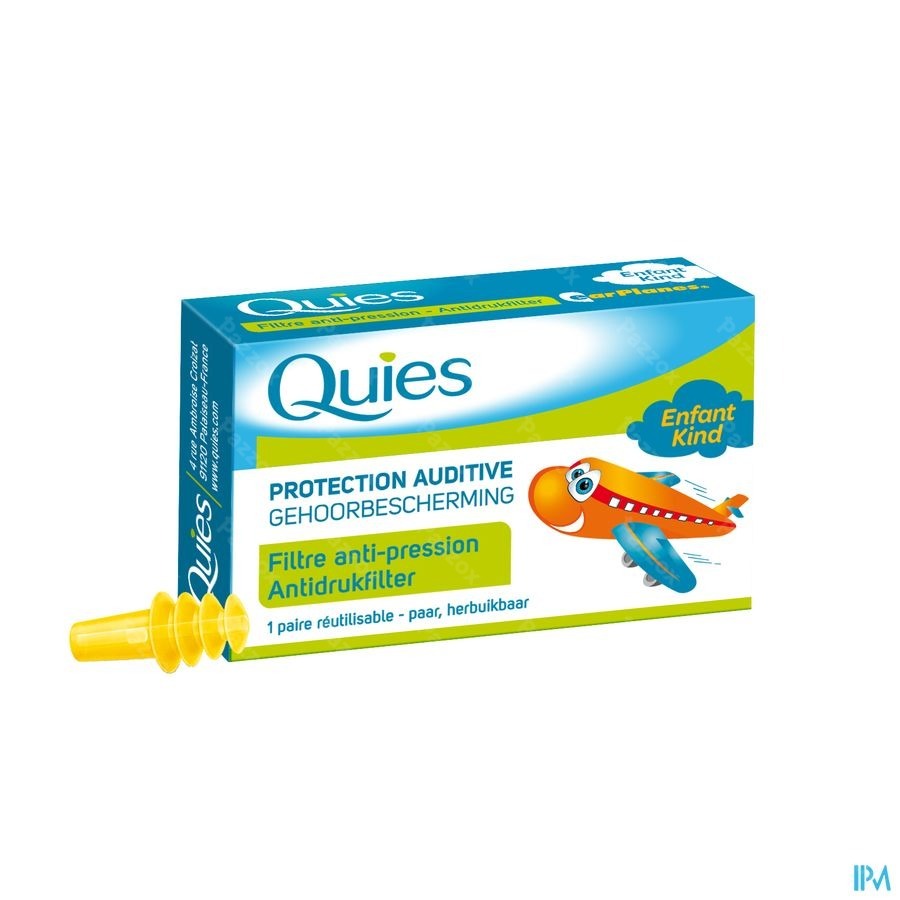 Quies Gehoorbescherming Antidrukfilter Vliegtuig Kind 1 Paar Oordoppen