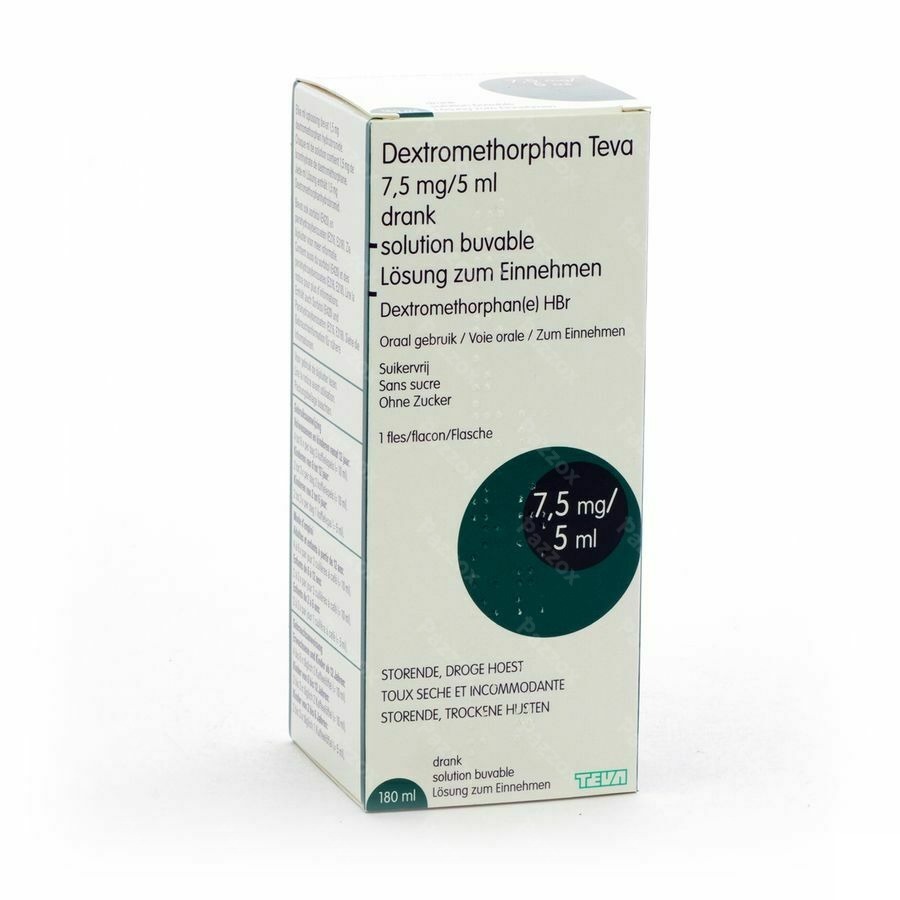 Dextromethorphan Teva Siroop 7,5mg/5ml Droge Hoest 180ml