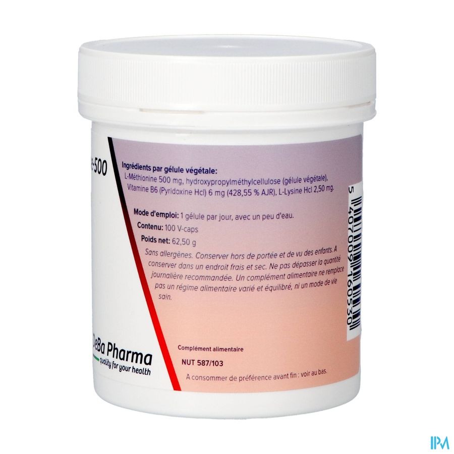 l-methionine +b6 Caps 100x500mg Deba