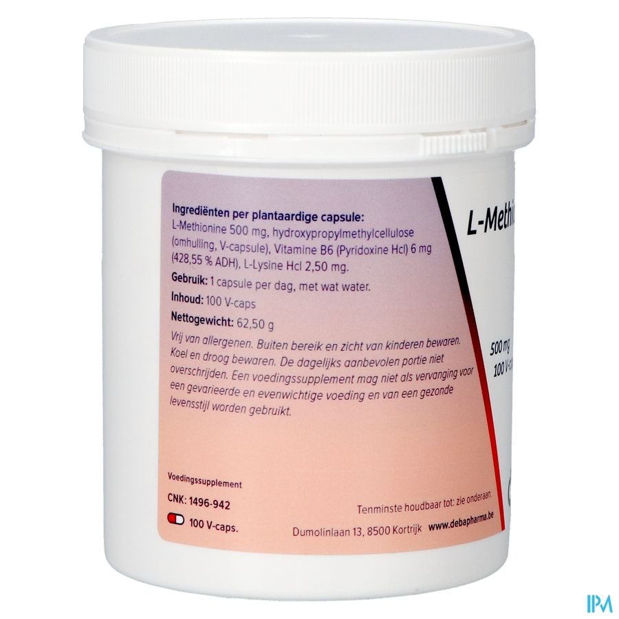l-methionine +b6 Caps 100x500mg Deba