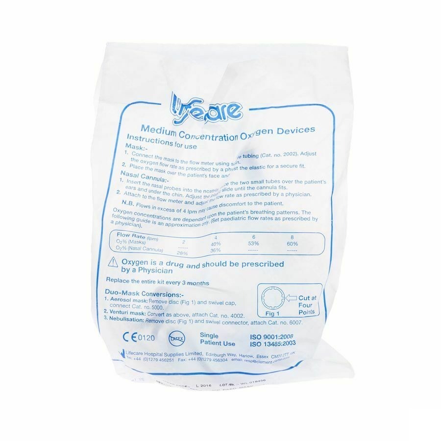 Lifecare Zuurstofmasker Kind + Slang 2016