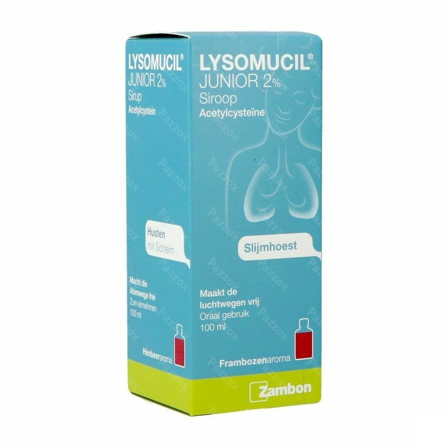 Lysomucil Junior 2% Slijmhoest en Vastzittende Hoest Hoestsiroop 100ml