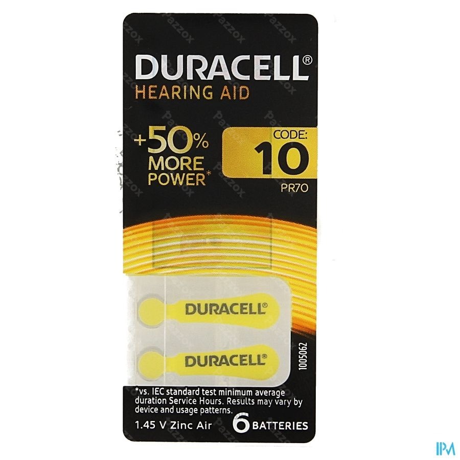 Duracell Easytab Pile Auditive Da10 6 Jaune