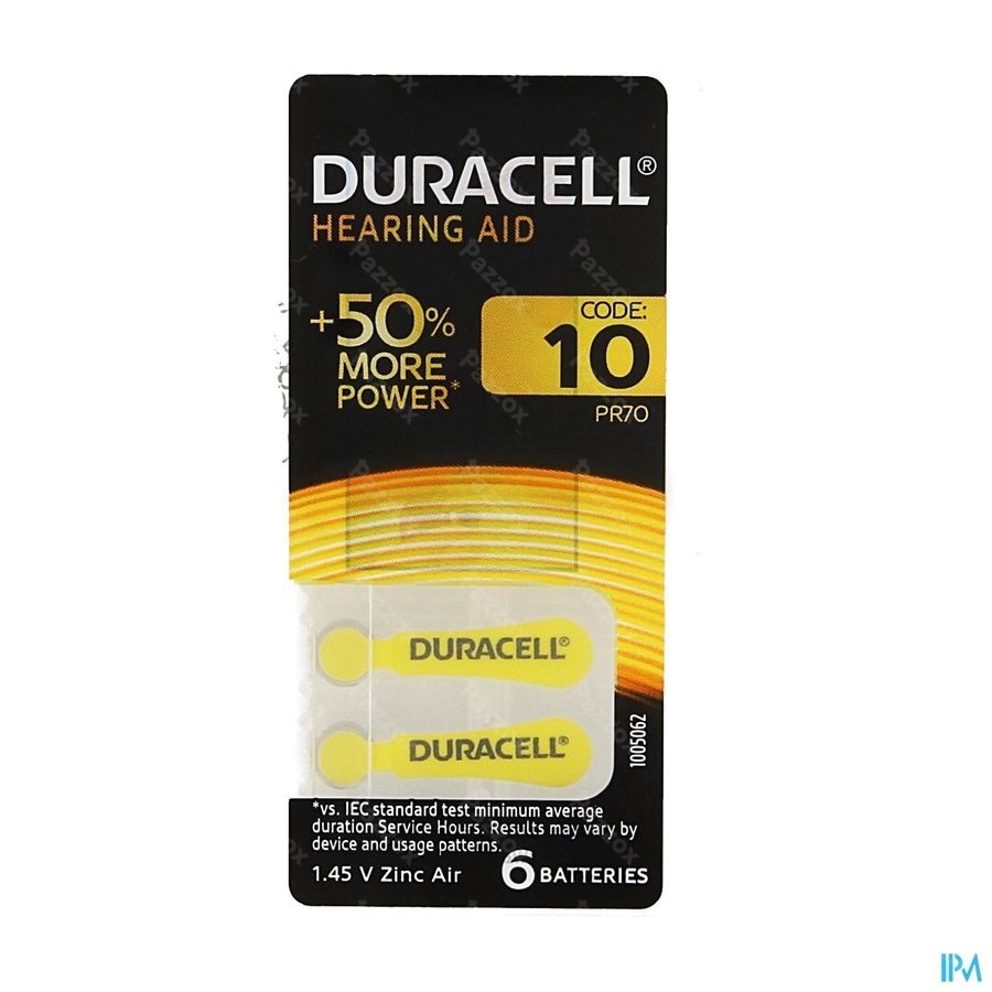 Duracell Easytab Pile Auditive Da10 6 Jaune