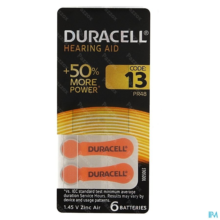 Duracell Easytab Pile Auditive Da13 6 Orange