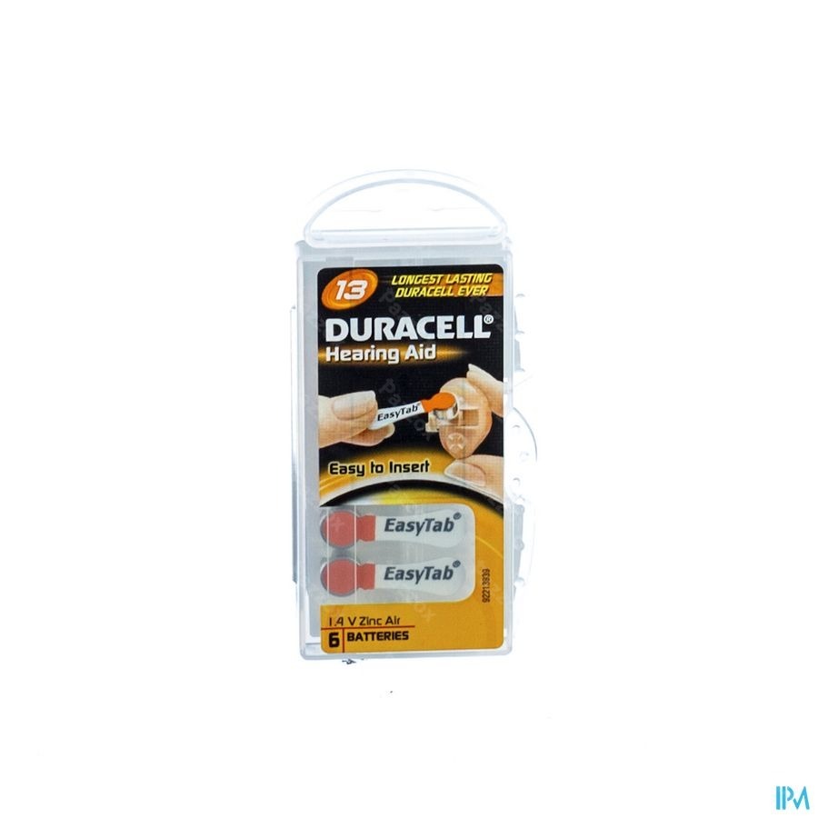 Duracell Easytab Pile Auditive Da13 6 Orange