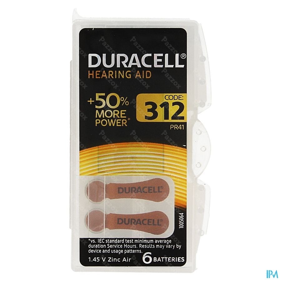 Duracell Easytab Pile Auditive Da312 6 Brun