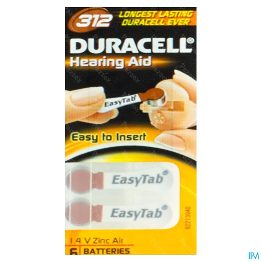 Duracell Easytab Pile Auditive Da312 6 Brun