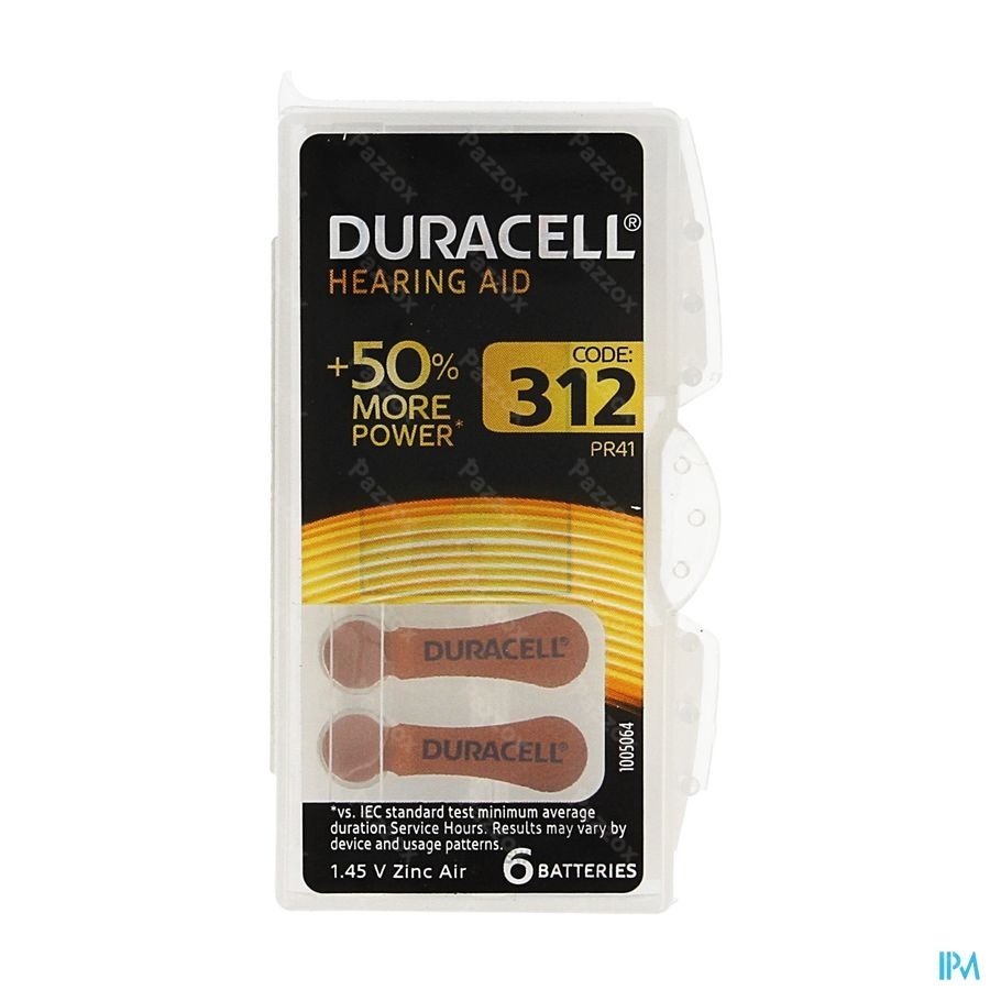 Duracell Easytab Pile Auditive Da312 6 Brun