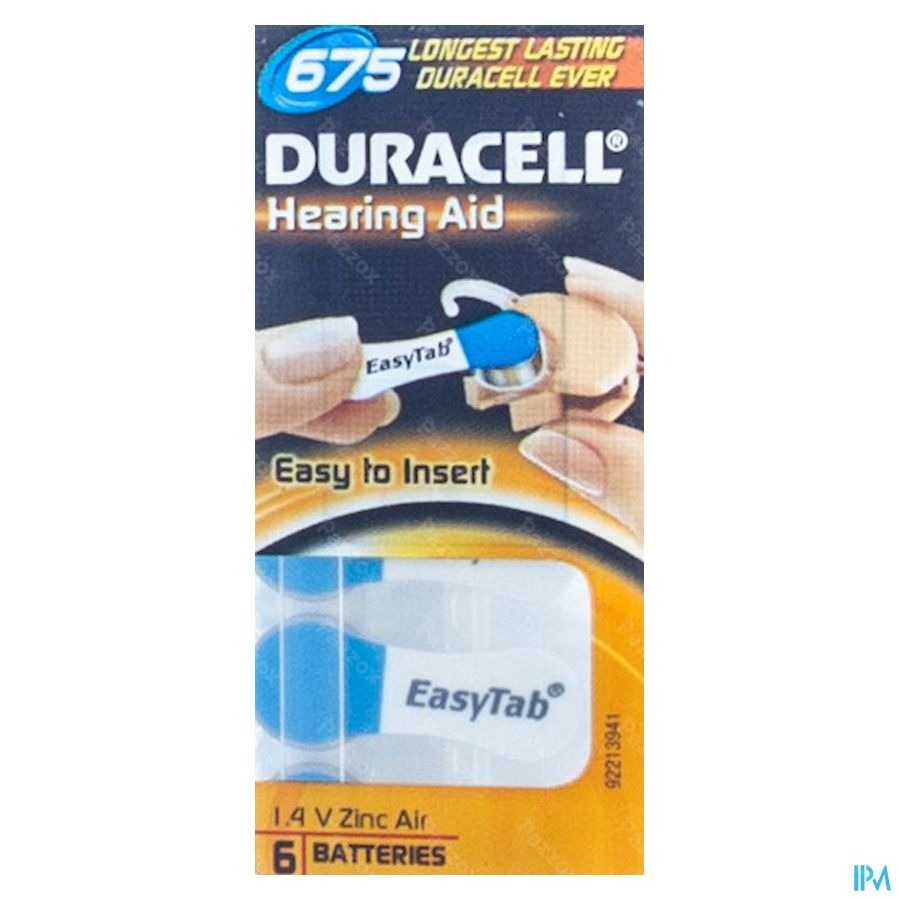 Duracell Easytab Pile Auditive Da675 6 Bleu