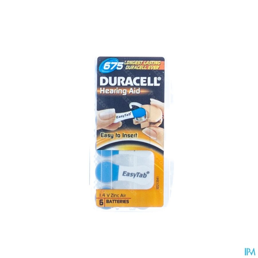 Duracell Easytab Pile Auditive Da675 6 Bleu