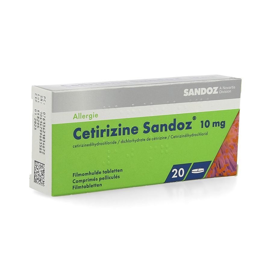 Cetirizine Sandoz 10mg 20 Comprimés