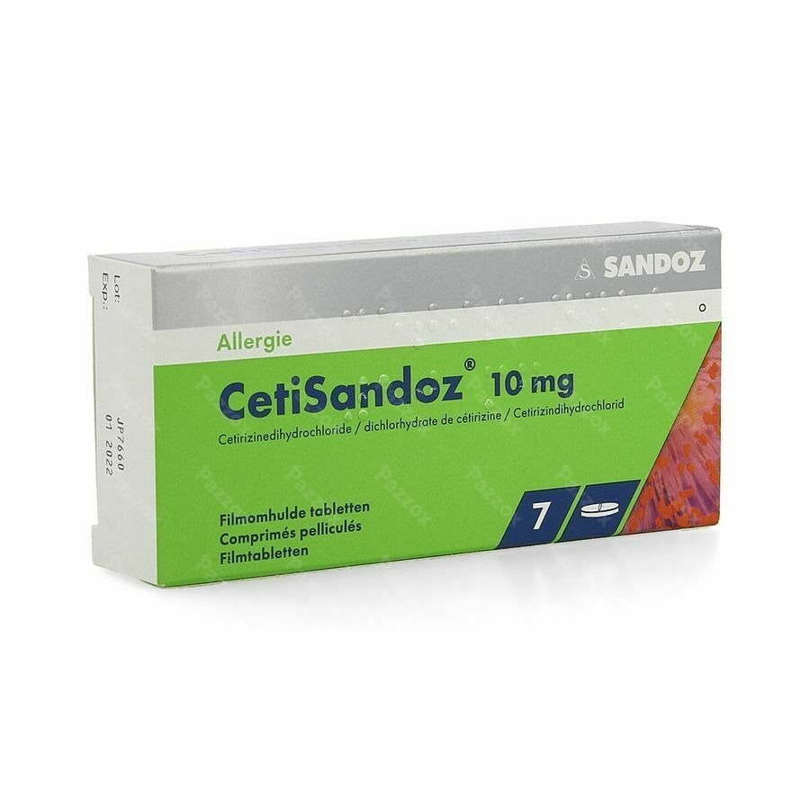 Cetirizine Sandoz 10mg 7 Comprimés