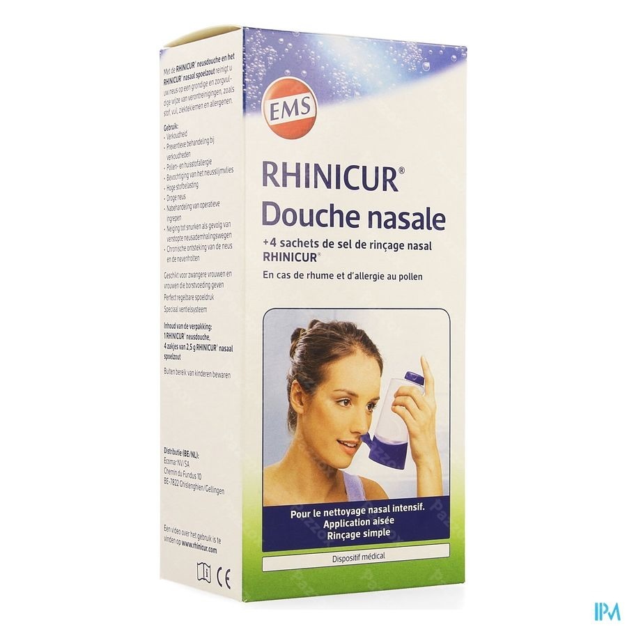 Rhinicur Douche Nasale + 4 Sachets Sel Rincage - Pazzox