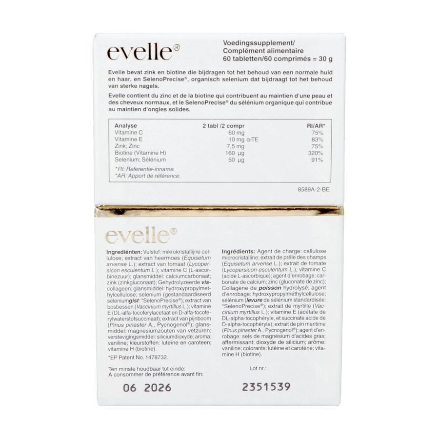 Pharma Nord Evelle Voedingssupplement Haar en Nagels 60 Tabletten