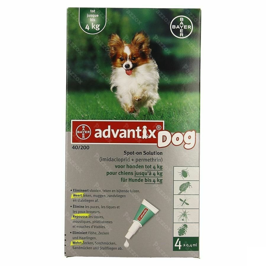Advantix 40/ 200 Honden < 4kg Fl 4x0,4ml