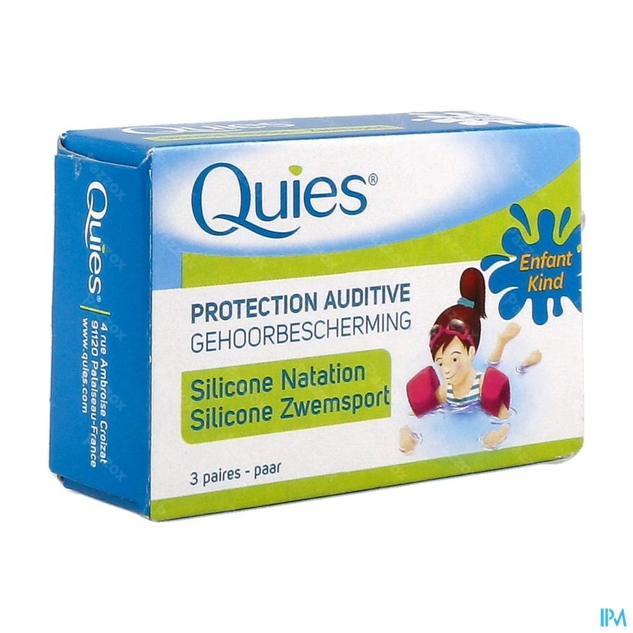 Quies Gehoorbescherming Silicone Zwemsport Kind 3 Paar Oordoppen