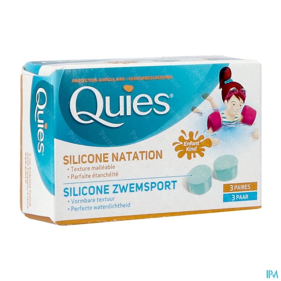 Quies Gehoorbescherming Silicone Zwemsport Kind 3 Paar Oordoppen