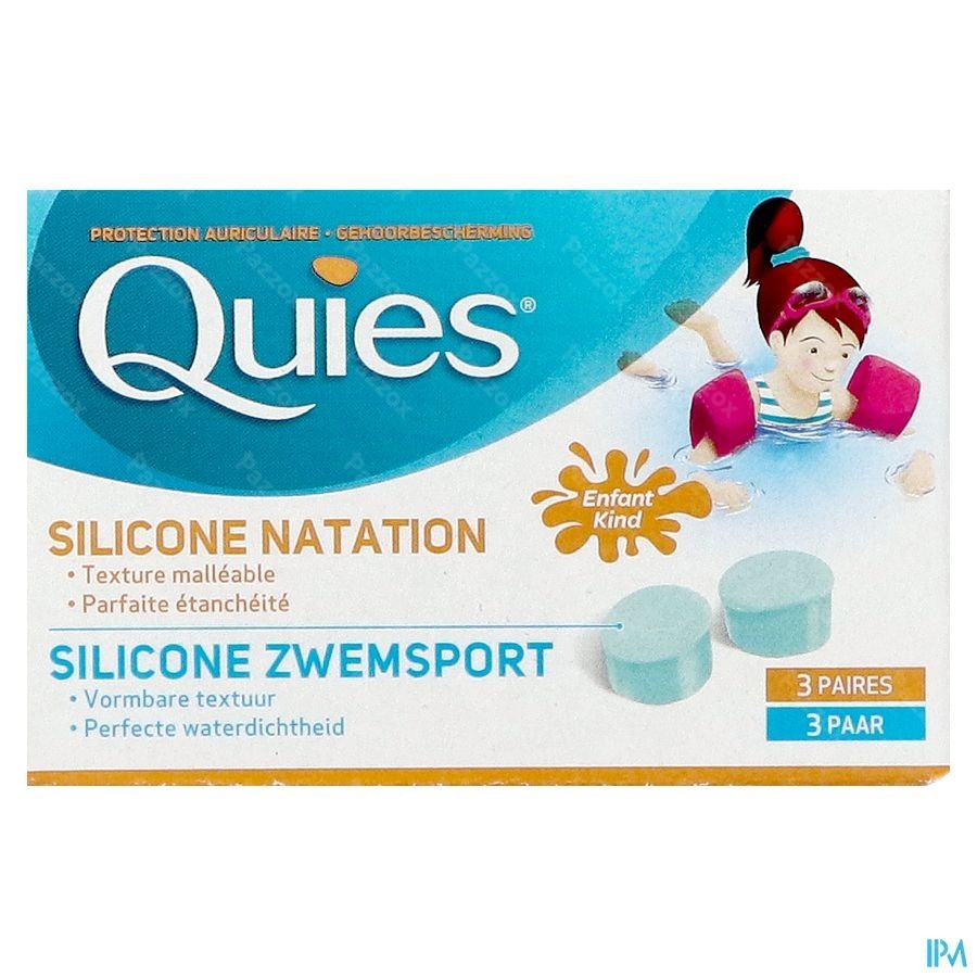 Quies Gehoorbescherming Silicone Zwemsport Kind 3 Paar Oordoppen