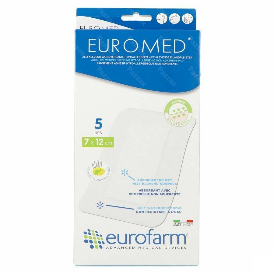 Euromed 7x12cm 5 Pansement D'ile Steril