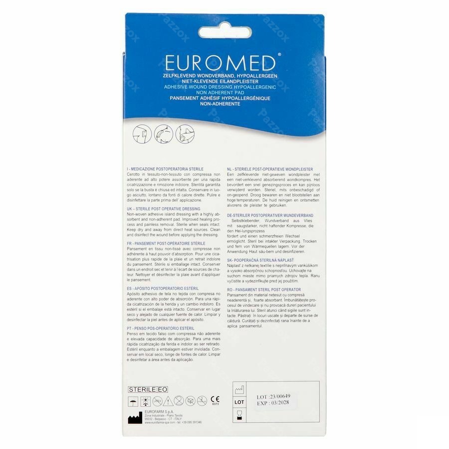 Euromed 7x12cm 5 Pansement D'ile Steril
