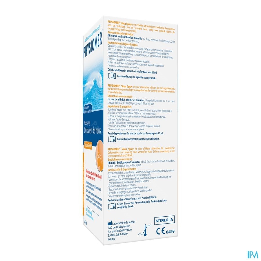 Physiomer Sinus Spray Nasal Décongestionnant 135ml