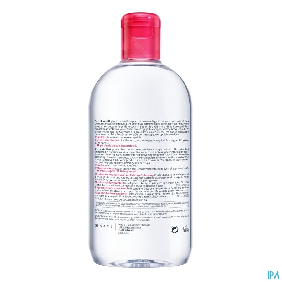 Bioderma Sensibio H20 Micellair Water Gevoelige Huid 500ml