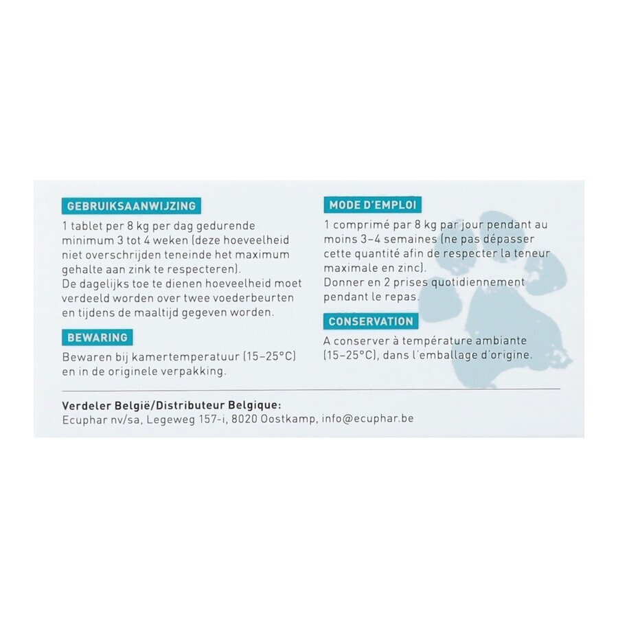 Dermazyme Zink Hond en Kat 50 Kauwtabletten