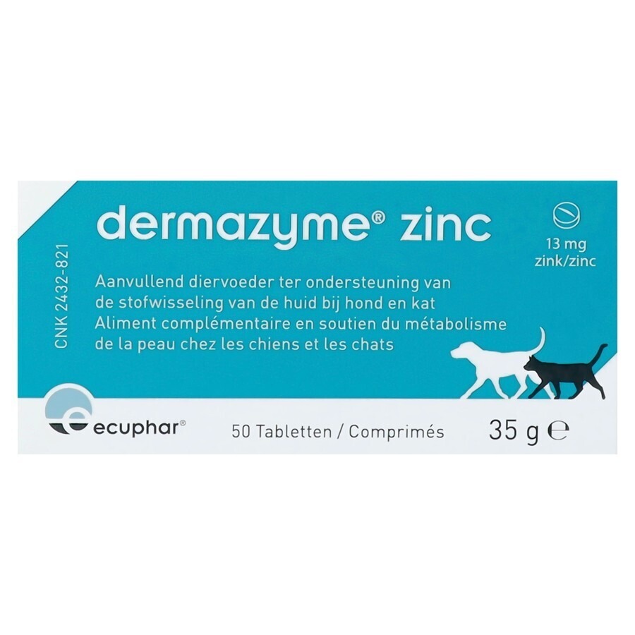 Dermazyme Zink Hond en Kat 50 Kauwtabletten