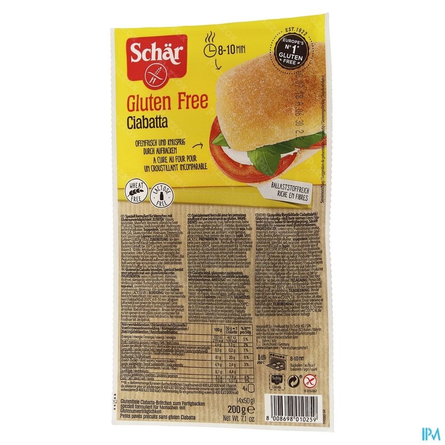 Schar Ciabatta Sans Gluten 200g 6593 Revogan