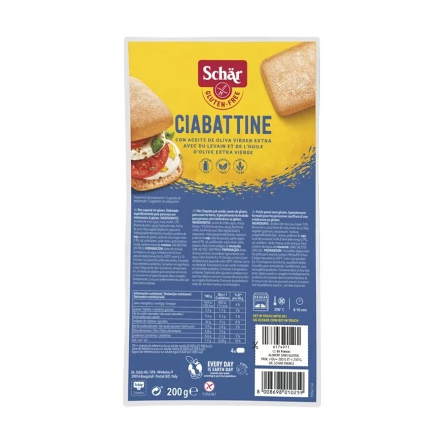 Schar Ciabatta Sans Gluten 200g 6593 Revogan